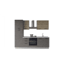 Cozinha com eletrodomésticos GILDA 2.0 255cm direita madeira e cinza escuro