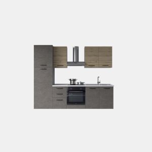 Cozinha com eletrodomésticos GILDA 2.0 255cm direita madeira e cinza escuro