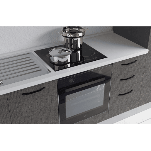 Cozinha com eletrodomésticos GILDA 2.0 255cm esquerda madeira e cinza escuro Cozinha com eletrodomésticos GILDA 2.0 255cm esquerda madeira e cinza escuro