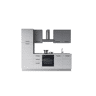 Cozinha com eletrodomésticos GILDA 2.0 255cm direita cinza claro e madeira cinza