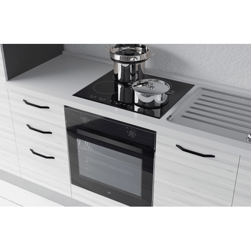 Cozinha com eletrodomésticos GILDA 2.0 255cm direita cinza claro e madeira cinza