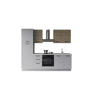 Cozinha com eletrodomésticos GILDA 2.0 255cm direita madeira e cinza claro