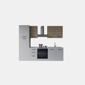 Cozinha com eletrodomésticos GILDA 2.0 255cm direita madeira e cinza claro