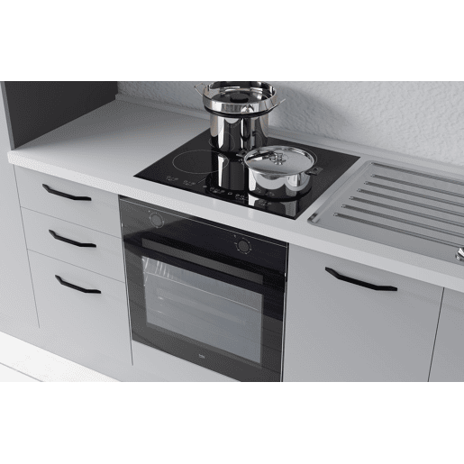 Cozinha com eletrodomésticos GILDA 2.0 255cm direita madeira e cinza claro
