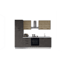 Cozinha com eletrodomésticos GILDA 2.0 270cm direita madeira e cinza escuro