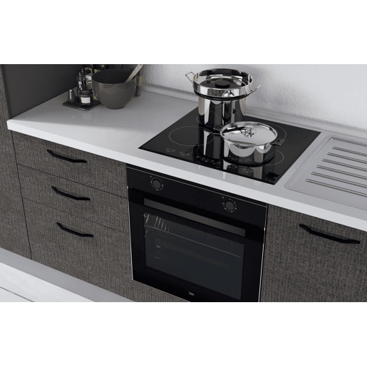 Cozinha com eletrodomésticos GILDA 2.0 270cm direita madeira e cinza escuro