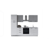 Cozinha com eletrodomésticos GILDA 2.0 270cm direita cinza claro e madeira cinza