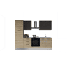 Cozinha com eletrodomésticos GILDA 2.0 270cm direita cinza escuro e madeira