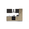 Cozinha com eletrodomésticos GILDA 2.0 270cm esquerda cinza escuro e madeira