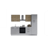 Cozinha com eletrodomésticos GILDA 2.0 270cm esquerda madeira e cinza claro