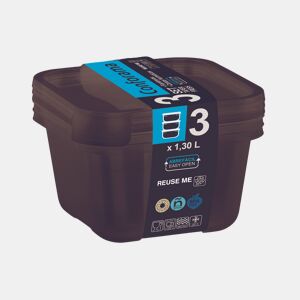 Set 3 recipientes FRESH quadrado 1,30 litros
