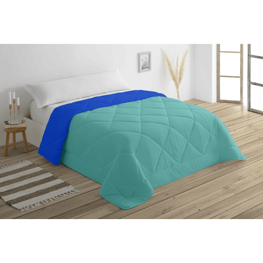 Edredão BICOLOR cama 150cm cor azul e turquesa