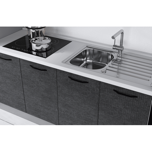 Cozinha com eletrodomésticos GILDA 2.0 300cm direita madeira e cinza escuro