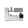 Cozinha com eletrodomésticos GILDA 2.0 300cm direita cinza claro e madeira cinza