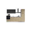 Cozinha com eletrodomésticos GILDA 2.0 300cm esquerda cinza escuro e madeira