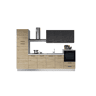 Cozinha com eletrodomésticos GILDA 2.0 300cm direita cinza escuro e madeira