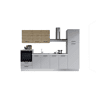 Cozinha com eletrodomésticos GILDA 2.0 300cm esquerda madeira e cinza claro