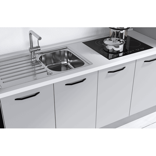 Cozinha com eletrodomésticos GILDA 2.0 300cm esquerda madeira e cinza claro