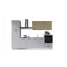 Cozinha com eletrodomésticos GILDA 2.0 300cm direita madeira e cinza claro