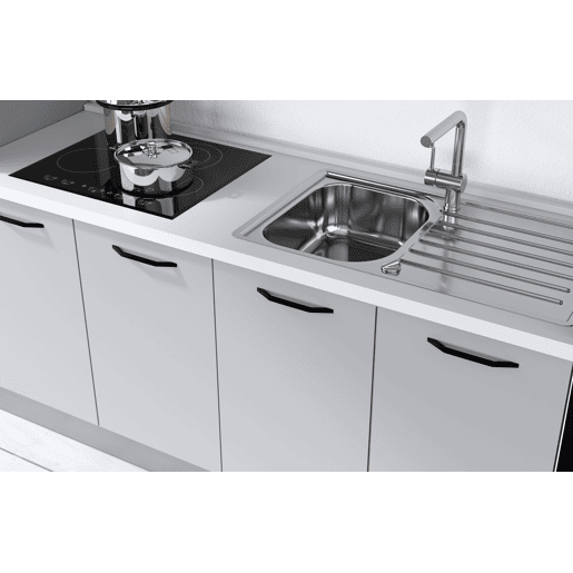 Cozinha com eletrodomésticos GILDA 2.0 300cm direita madeira e cinza claro