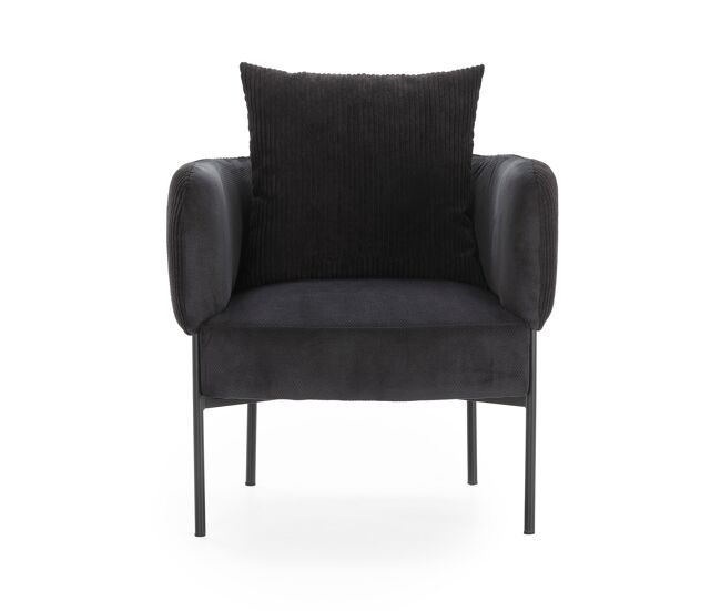 Sillón aruni tapizado en tela negro