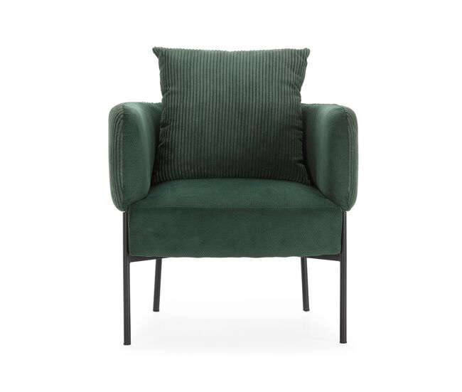 Sillón aruni tapizado en tela verde