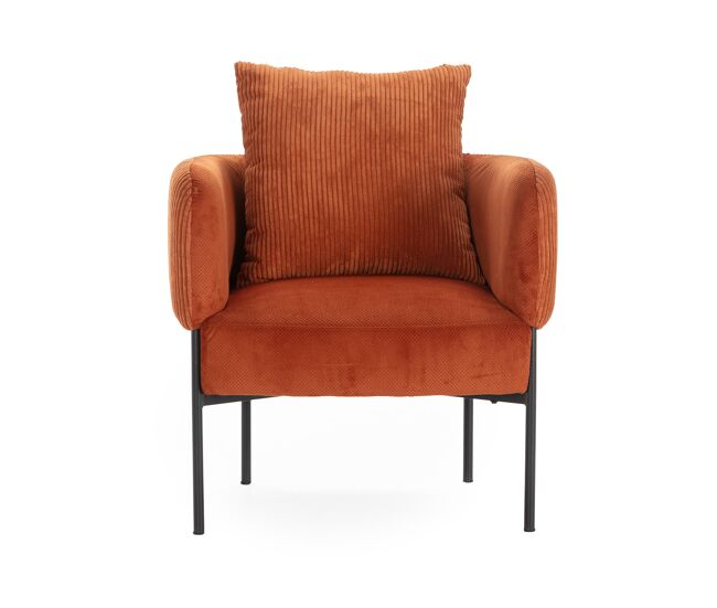 Sillón aruni tapizado en tela naranja