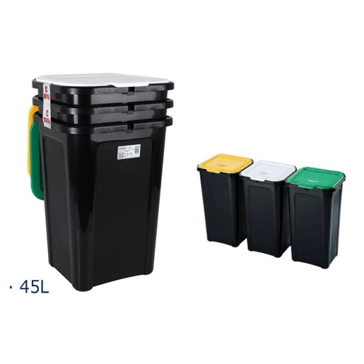 Set de 3 baldes para RECICLAGEM 45 litros
