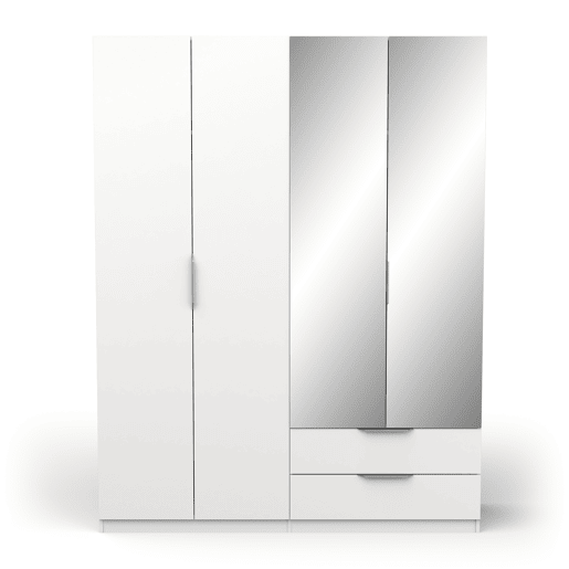 Roupeiro GHOST portas batentes 2 espelhos e 2 gavetas 157x203cm