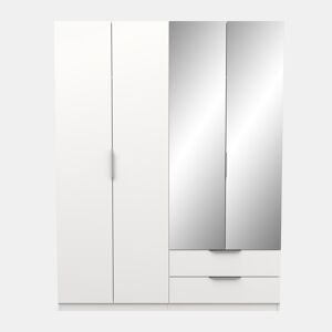 Roupeiro GHOST portas batentes 2 espelhos e 2 gavetas 157x203cm