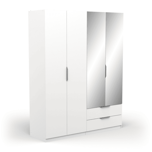 Roupeiro GHOST portas batentes 2 espelhos e 2 gavetas 157x203cm