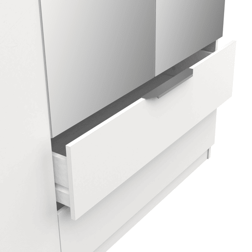 Roupeiro GHOST portas batentes 2 espelhos e 2 gavetas 157x203cm