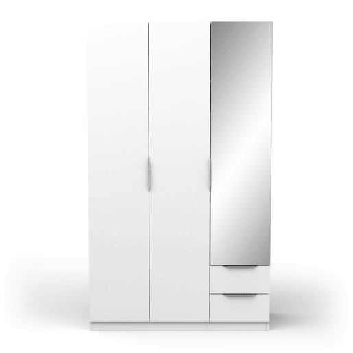 Roupeiro GHOST portas batentes com espelho e 2 gavetas 119x203cm