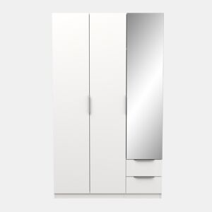 Roupeiro GHOST portas batentes com espelho e 2 gavetas 119x203cm