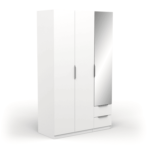 Roupeiro GHOST portas batentes com espelho e 2 gavetas 119x203cm