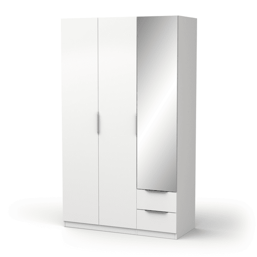 Roupeiro GHOST portas batentes com espelho e 2 gavetas 119x203cm
