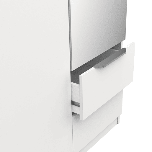 Roupeiro GHOST portas batentes com espelho e 2 gavetas 119x203cm