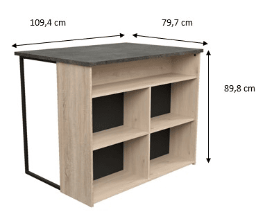 Ilha central FUMAY de 109,4cm com 4 nichos