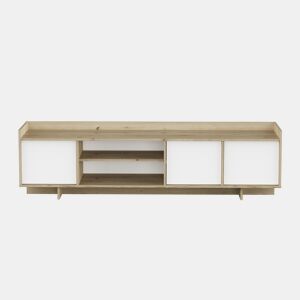 Móvel de TV 180cm 3 portas carvalho e branco CLAP