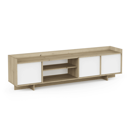 Móvel de TV 180cm 3 portas carvalho e branco CLAP