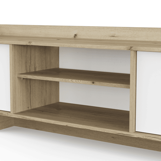 Móvel de TV 180cm 3 portas carvalho e branco CLAP