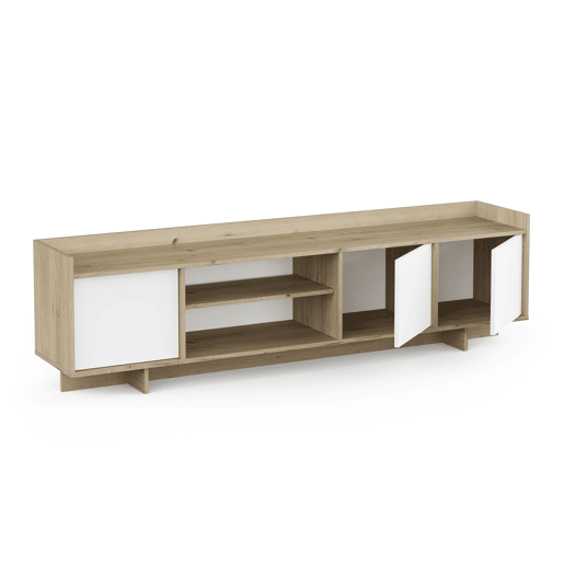 Móvel de TV 180cm 3 portas carvalho e branco CLAP