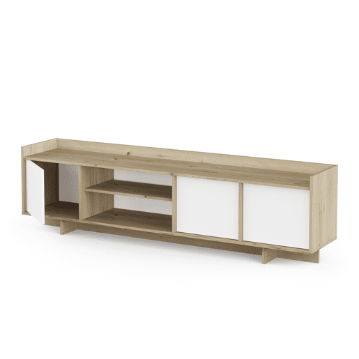 Móvel de TV 180cm 3 portas carvalho e branco CLAP