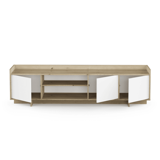 Móvel de TV 180cm 3 portas carvalho e branco CLAP