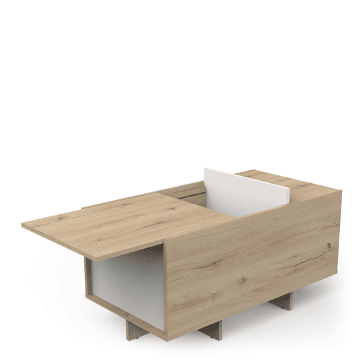 Mesa de centro fixa em carvalho e branco CLAP Mesa de centro fixa em carvalho e branco CLAP