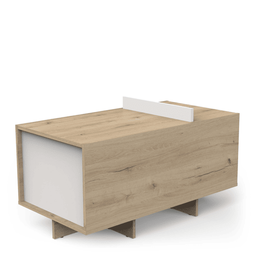 Mesa de centro fixa em carvalho e branco CLAP Mesa de centro fixa em carvalho e branco CLAP