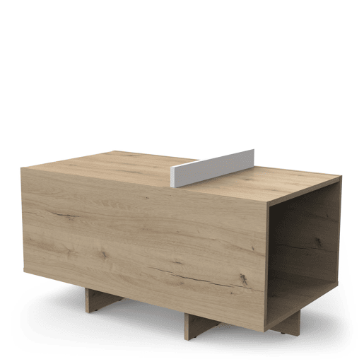 Mesa de centro fixa em carvalho e branco CLAP Mesa de centro fixa em carvalho e branco CLAP