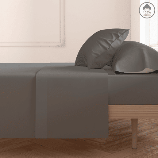 Lençol de cima VICTORIA 100% algodão para cama 135cm antracite
