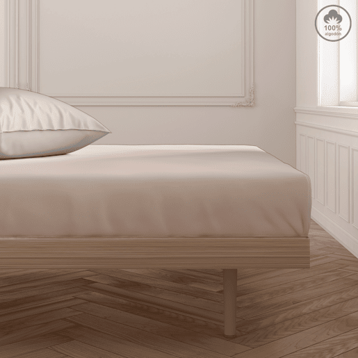 Lençol de baixo VICTORIA 100% algodão para cama 150cm cor terra