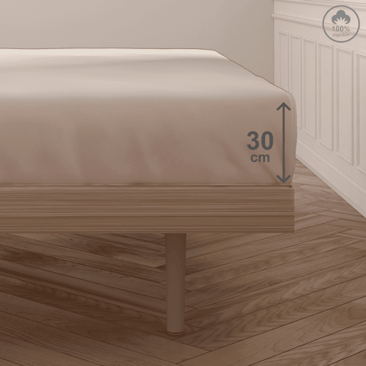 Lençol de baixo VICTORIA 100% algodão para cama 150cm cor terra